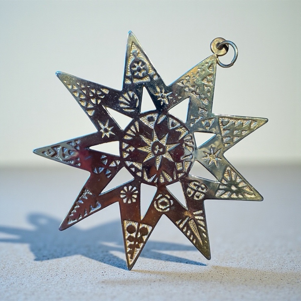 Metropolitan Museum of Art star ornament, Sterling silver with gold plate, 1972